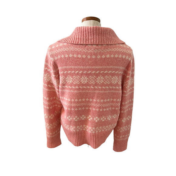 Tommy Hilfiger pink fair isle collared sweater - Picture 4 of 8